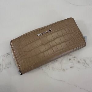 Michael Kors Beige Zip-Around Wallet